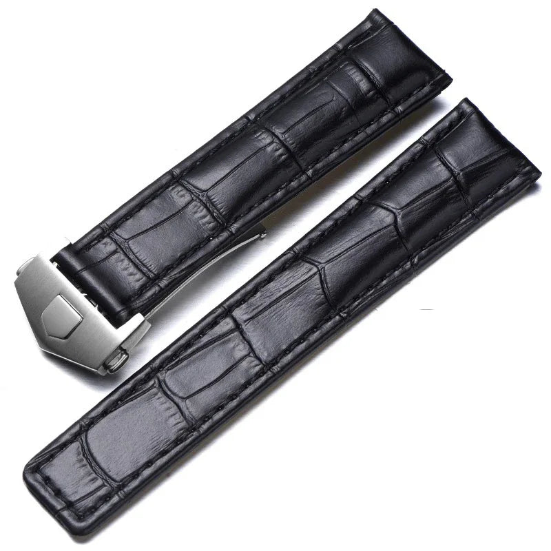 19mm 20mm 22mm Genuine Leather Strap for Tag Heuer Carrera Monaco Watch Black Brown Watchband Bracelet