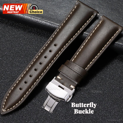 Bracelet de montre vintage en cuir huilé avec boucle papillon 18mm 19mm 20mm 21mm 22mm pour homme et femme, fermoir à ardillon