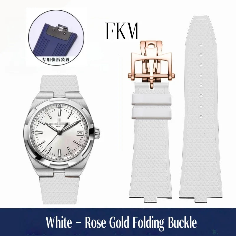 Bracelet de montre en caoutchouc Fluoros FKM à dégagement rapide, pour bracelet Vacheron VC Overseas 4300V 4500V 5500V 7900V, 24x7mm