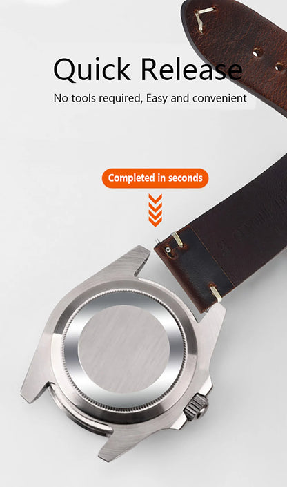Bracelet de montre en cuir véritable de cire, bracelets de montre à dégagement rapide 18mm/19mm/20mm/21mm/22mm/24m, pour Samsung, Seiko, Oris, montre citoyen