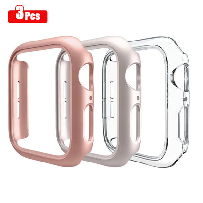 3 pièces coque rigide pour Apple Watch 45mm 41mm 38mm 42mm 40mm 44mm cadre de protection pare-chocs mat pour iWatch SE 9 8 7 6 5 4 3 2