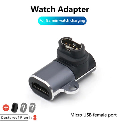 Adaptateur Portable de chargement de Type C/Micro USB/iOS, pour Garmin Fenix 7 7S 7X 6 6S 6X 5 5s 5X Venu 2 2S, convertisseur de chargeur de montre intelligente