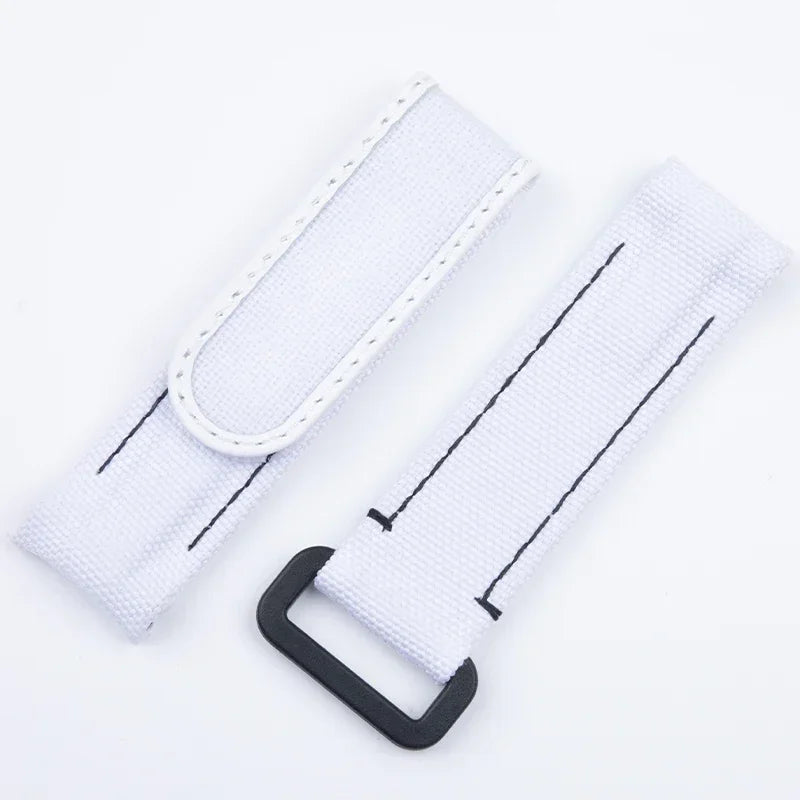 Bracelet de montre en nylon et cuir noir et blanc, 20 mm, extrémités courbées, deux barres à ressort, réglable, pour Rolex DAYTONA SUBMARINER diw Wat