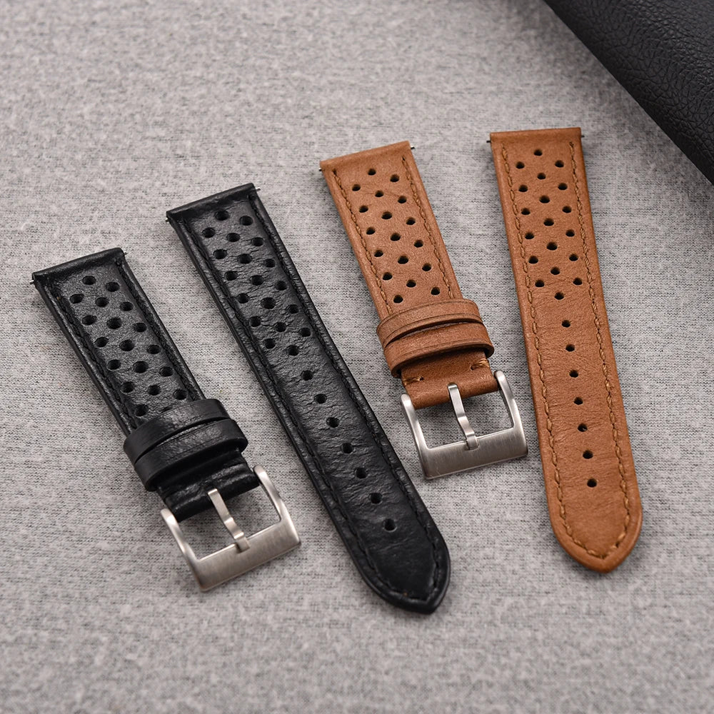 Bracelet en cuir respirant hommes femmes universel en peau de vache Bracelet de montre affaires Bracelet Sport Bracelet accessoires 18mm 20mm 22mm