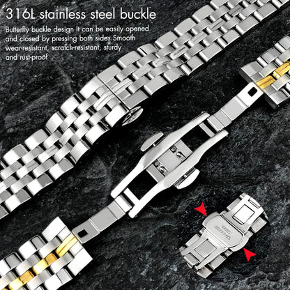 20mm, 21mm, 22mm, 23mm, 24mm Solid Stainless Steel Curved End Watch Bands with Installation Tools