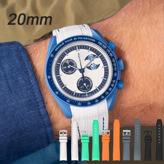 Bracelet de plongée Joint MoonSwatch 20mm pour Omega X Swatch hommes femmes Arc extrémité incurvée Bracelet en caoutchouc TPU pour outils de Bracelet de montre Rolex