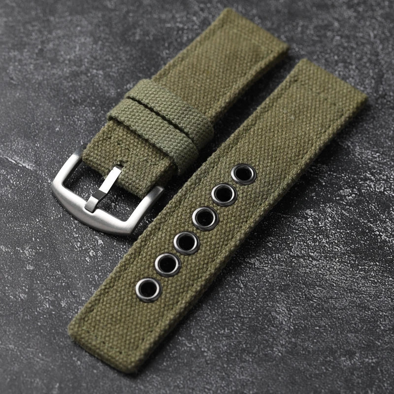 Cinturino per orologio in tela spessa, fatto a mano, robusto, 20 22 24MM, catena per orologio morbida e impermeabile, blu nero verde, cinturino indossabile per uomo