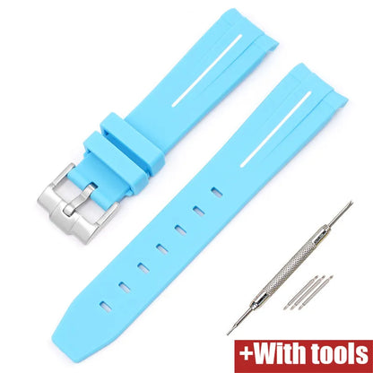 Curved End Rubber Strap for MoonSwatch, 20mm, for Men and Women, Waterproof Sport Watch Band