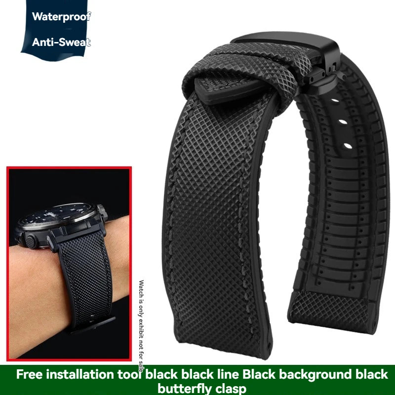 Cinturino per orologio in gomma e nylon per Casio PROTREK PRG-600YB PRG-650 PRW-6600 - Cinturino sportivo in tela e silicone da 24 mm