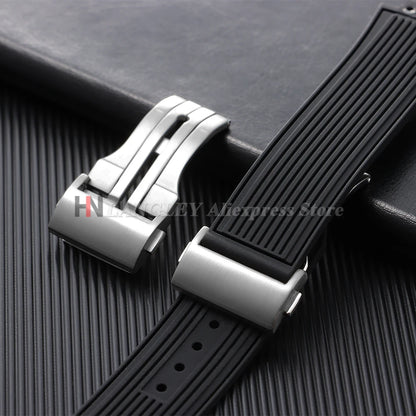Massive Edelstahlschließe, 20 mm 22 mm, für Hublot Big Bang Uhr, für Leder- und Silikonarmband, silberne Faltschließe, Zubehör