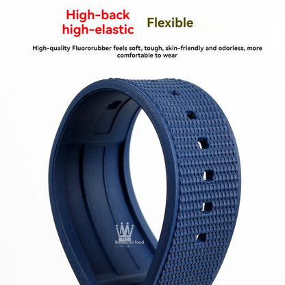 22mm 24mm FKM Viton Rubber Strap for Breitling Super Chronomat B01 44 Avenger, Waterproof Fluororubber Watch Band for Men