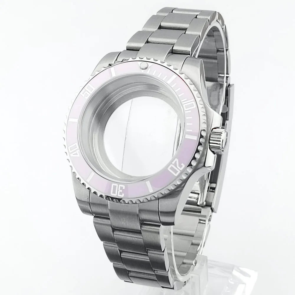    40.5mm sous-montre verre saphir boîtier en métal ajustement NH35/36/38 mouvement ajustement 28.5mm cadran pièces de montre accessoires boîte de montre bande