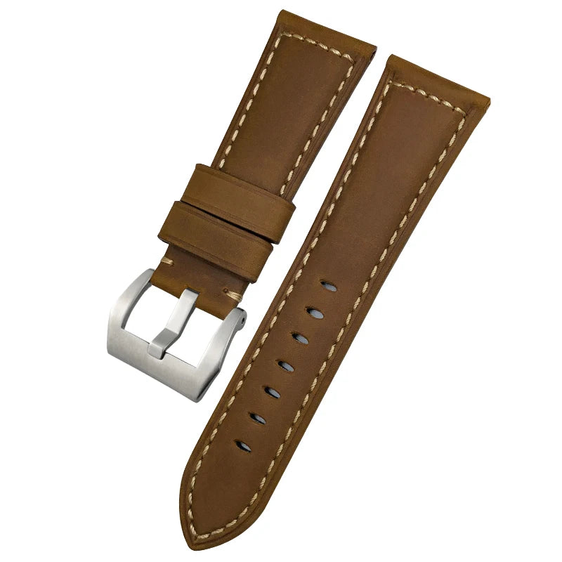 Bracelet de montre en cuir véritable, 24mm 26mm, pour Panerai LUMINOR PAM111 PAM 441, Style rétro, fait à la main