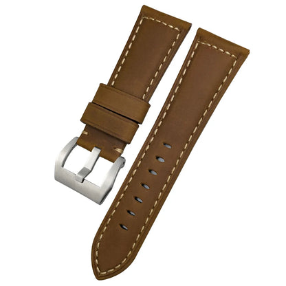 Bracelet de montre en cuir véritable, 24mm 26mm, pour Panerai LUMINOR PAM111 PAM 441, Style rétro, fait à la main