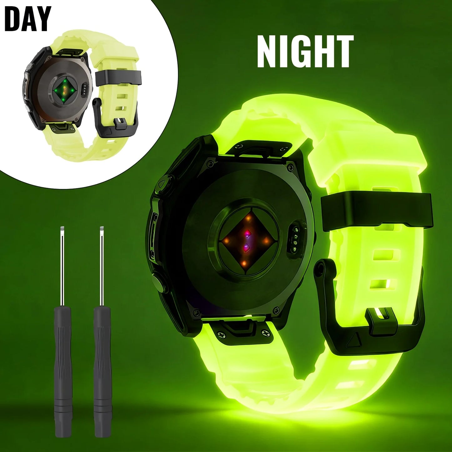 Cinturino per orologio in silicone luminoso, 22/26mm, per Garmin Fenix 5X/5X Plus/6/6X Pro/6X/7X/8(47/51mm)//Tactix Delta/EPIX Pro 51mm/Enduro 3