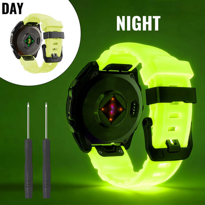 Cinturino per orologio in silicone luminoso, 22/26mm, per Garmin Fenix 5X/5X Plus/6/6X Pro/6X/7X/8(47/51mm)//Tactix Delta/EPIX Pro 51mm/Enduro 3