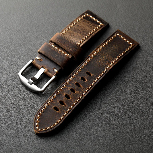 Sangle en cuir de vachette de première qualité, fabriquée à la main. 20MM 21MM 22MM 23MM 24MM 26MM, bracelet en cuir vintage épais pour homme, marron, adapté aux mécaniciens