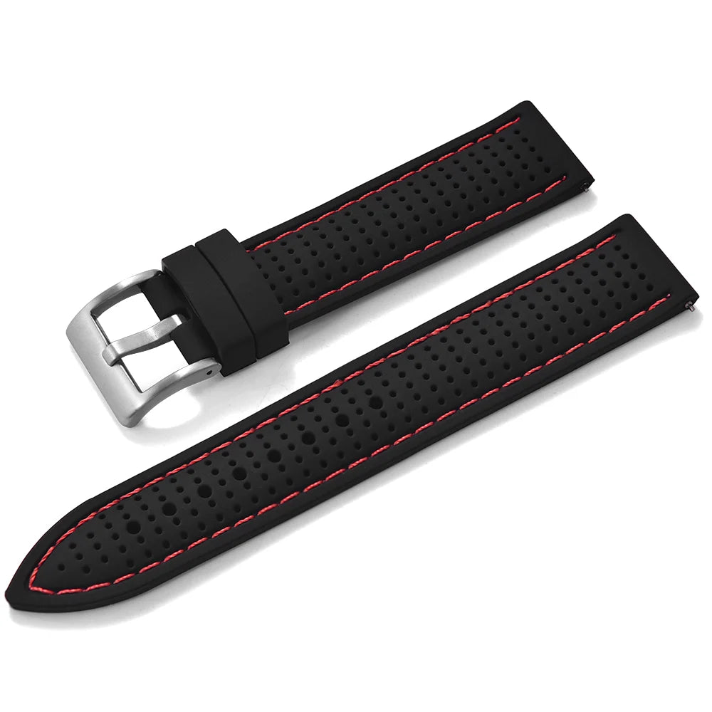 Bracelet de montre sport en silicone à dégagement rapide - Bracelet en caoutchouc souple respirant et imperméable, ajustement universel 18 mm 20 mm 22 mm pour hommes et femmes