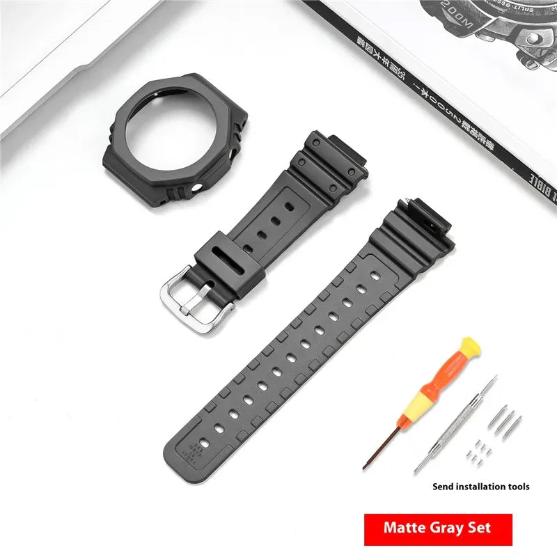 Bracelet de montre en résine pour Casio G-SHOCK GA-2100 GA-2110, Kit de modification de bracelet de montre en caoutchouc étanche pour hommes, avec outils