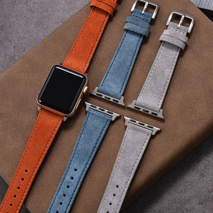 Suede Leather Bracelet for Apple Watch Band 44mm 40mm 38mm 45mm 41mm Vintage Leather Strap iWatch Series 6 SE 7 8 9 10 Ultra2 49