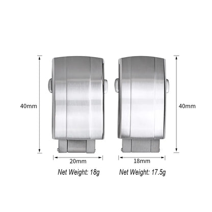New Premium Quality Universal Double Snap Folding Clasp, 18mm 20mm, Stainless Steel Watch Band Buckle