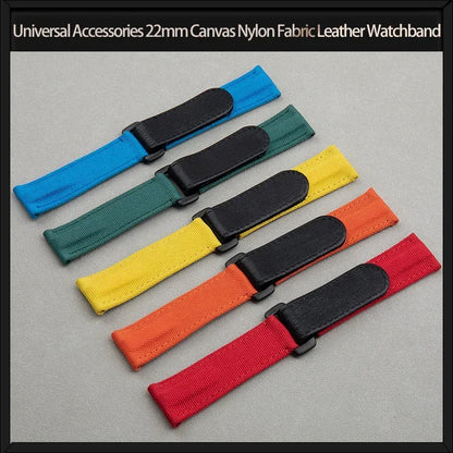 Accesorios universales, correa de reloj de tela de nailon y cuero de 22 mm, para correa Rolex, para Huawei, Tudor, Seiko, Tissot, Breitling