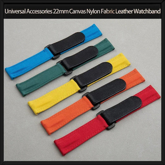Accessoires universels, bracelet de montre en tissu nylon et cuir de 22mm, pour bracelet Rolex, pour Huwei Tudor Sekio Tissot Breitling