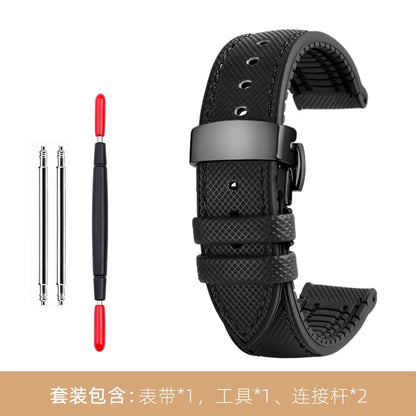 Bracelet de montre en Nylon et Silicone pour hommes, 20mm, 22mm, 24mm, étanche et respirant, en caoutchouc, accessoires