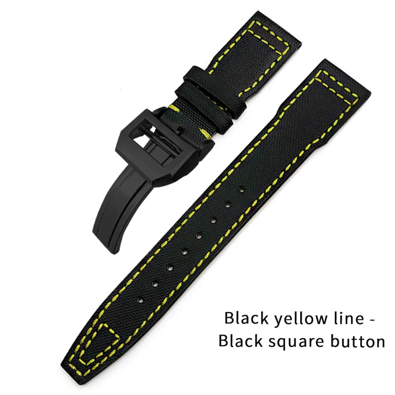 Bracelet de montre en cuir de Nylon 20mm 21mm 22mm pour montres IWC Big Pilot PORTOFINO IW3777 bracelet de montre en cuir de vache bleu vert noir rouge