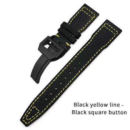 Bracelet de montre en cuir de Nylon 20mm 21mm 22mm pour montres IWC Big Pilot PORTOFINO IW3777 bracelet de montre en cuir de vache bleu vert noir rouge
