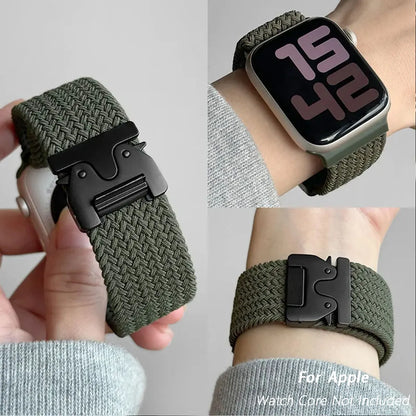 Nylon Solo Loop Bracelet for Apple Watch 46mm 44mm 45mm 42mm 40mm 38mm 41mm Ultra2 49mm iWatch Series 10 9 SE 8 7 6 5 4