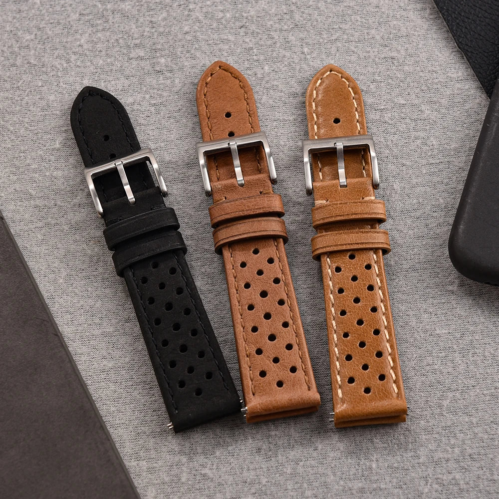 Universal Rally Leather Watch Strap - Quick Release