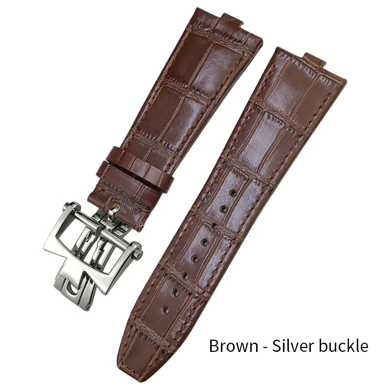 Bracelet de montre en cuir à démontage rapide 24x7mm pour Vacheron Constantin Overseas 4300V 4500V 5500V, bracelet de montre étanche noir et marron