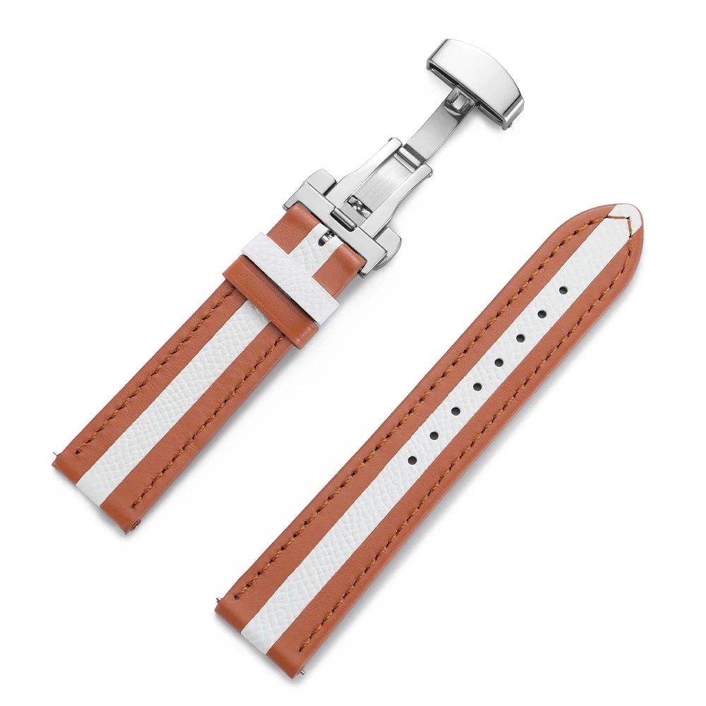 Cinturino colorato in vera pelle di vitello 22mm 20mm per orologio Seiko, cinturino per orologio Omega Business con fibbia a farfalla