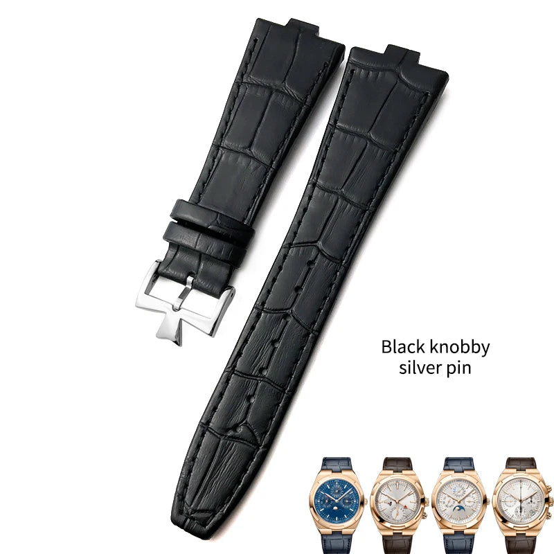 Remplacement du bracelet de montre en cuir de vachette véritable pour homme, VachAnderConstantin, cuir de veau d'outre-mer, noir, bleu, marron, bracelet, 25mm x 9mm