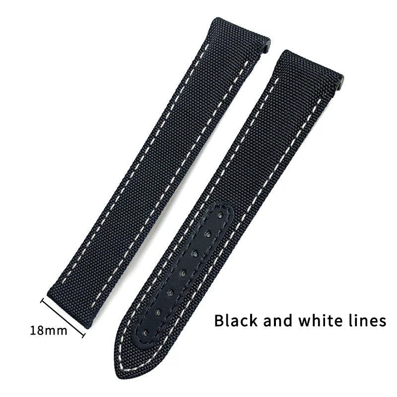 Bracelet de montre en tissu nylon de haute qualité avec base en cuir, adapté à Omega Seamaster Diver 300M AT150 Aqua Terra |   19 mm 20 mm 21 mm