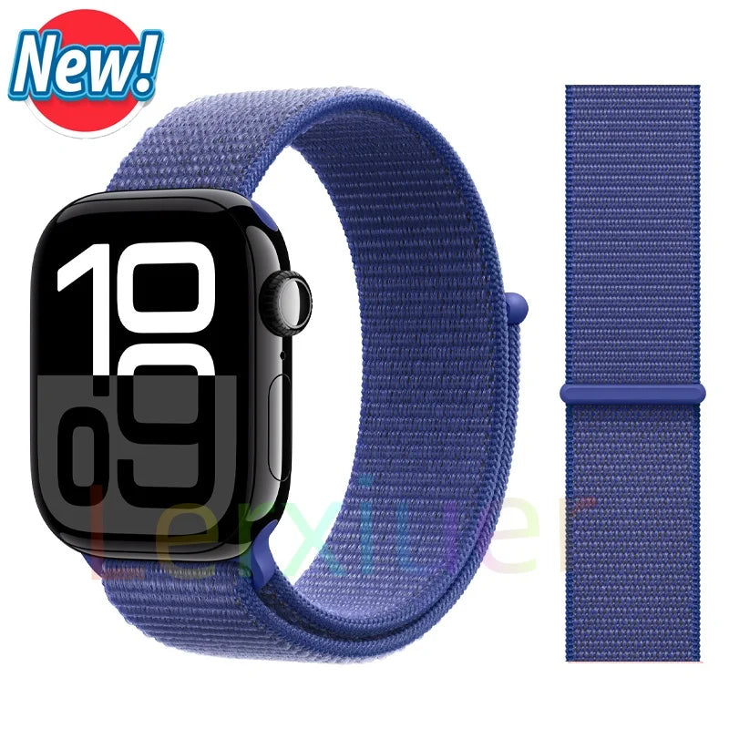 适用于 Apple Watch 46mm 44mm 45mm 40mm 41mm 42mm 的尼龙回环表带，适配 iWatch 系列 11 10 9 SE 8 7 6 5 4 Ultra 3 2 49mm