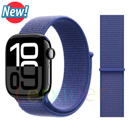 适用于 Apple Watch 46mm 44mm 45mm 40mm 41mm 42mm 的尼龙回环表带，适配 iWatch 系列 11 10 9 SE 8 7 6 5 4 Ultra 3 2 49mm