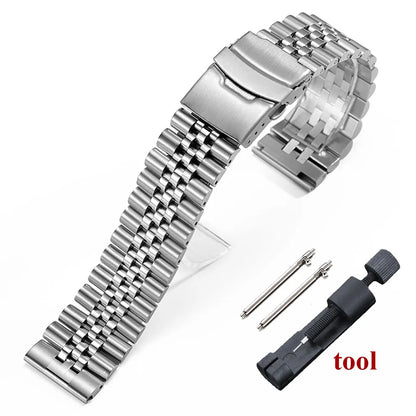 Bracelet de montre de luxe en acier inoxydable massif pour Seiko SKX009, Bracelet à boucle pliante en acier pour plongée pour hommes, bandes de 18/19/20/21/22/24mm