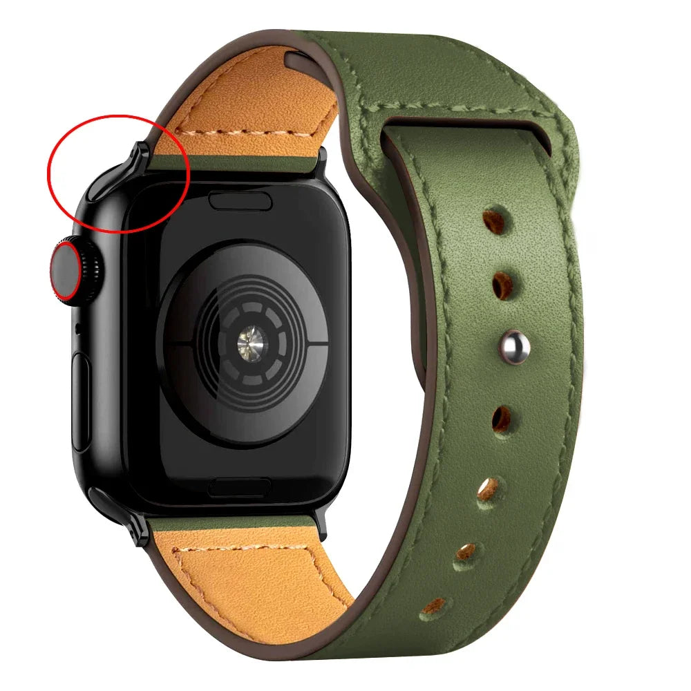 Cinturino in pelle per Apple Watch, Ultra 3, 49mm, 46mm/42mm, 41mm/45mm, 44mm, 40mm, iWatch serie 11 10 9 8 7 4 5 6 se