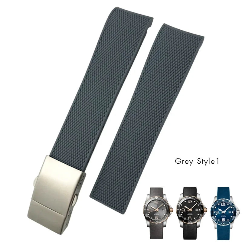 Cinturino per orologio in gomma di alta qualità, 19 mm 20 mm 21 mm 22 mm, adatto per Longines Hydroconquest L3 780 781 782 841, cinturino in silicone impermeabile