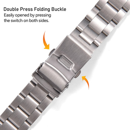 Luxury Stainless Steel Watch Band, 18mm 20mm 22mm, Three-Link Steel Bracelet, Quick Release, Straight End, for Rolex