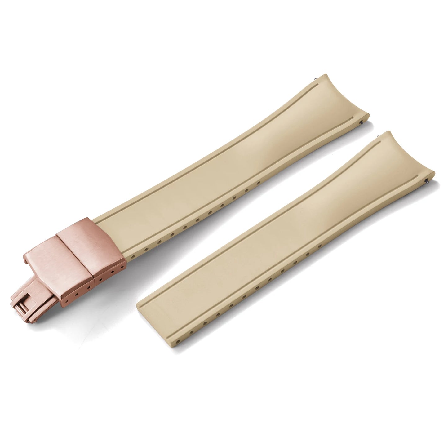 TONJETT for d-elug Curved FKM Rubber Watch Band 20mm 22mm Curved CTS Watch Strap Cut to Size Quick Release Butterfly Buckle