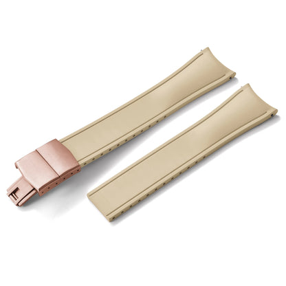 TONJETT for d-elug Curved FKM Rubber Watch Band 20mm 22mm Curved CTS Watch Strap Cut to Size Quick Release Butterfly Buckle