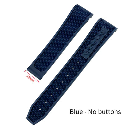 Soft Rubber and Silicone Watch Strap, 19mm 21mm 20mm 18mm, for Omega Speedmaster Seamaster 300 Sport Watch, Black and Blue Bracelets