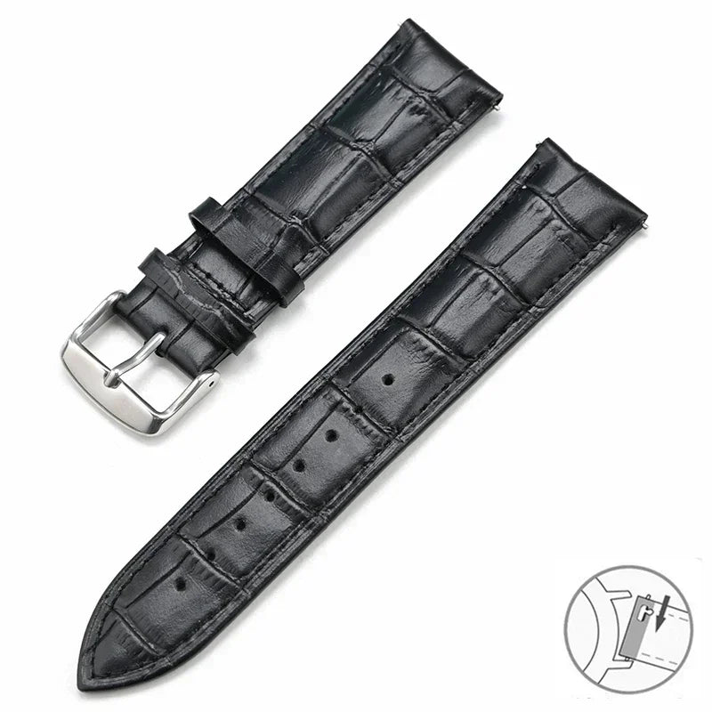 Bracelet en cuir véritable de vache pour Seiko Tissot, bracelet de montre universel à dégagement rapide 12 13 14 15 16 17 18 19 20 21 22 23 24 26mm