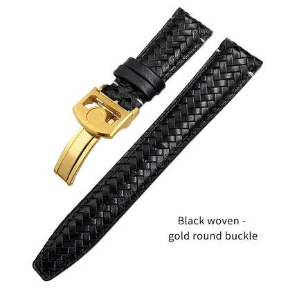 Bracelet de montre tissé en cuir de vachette pour IWC, bracelet de montre en cuir véritable, extrémité incurvée, marque de pilote portugaise, haute qualité, 20mm, 21mm, 22mm