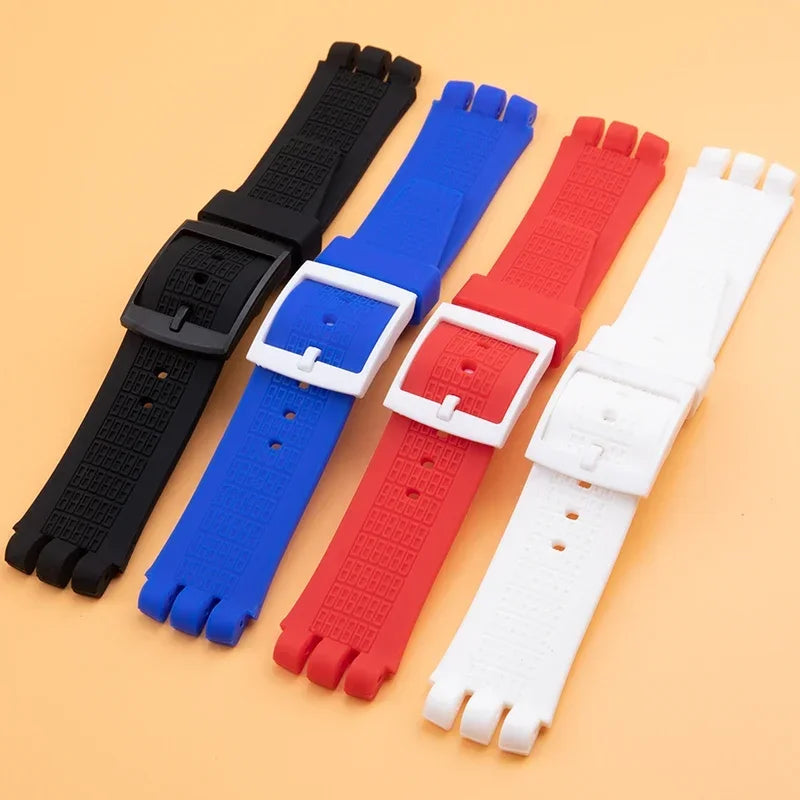 High Quality Soft Silicone Rubber Watch Band Accessories, Colorful, for Swatch 24x22mm Strap, for IRONY SCUBA 200 Belt Buckle