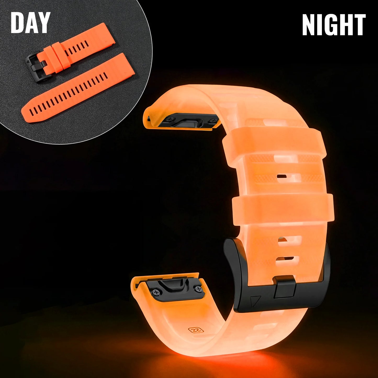Cinturino per orologio in silicone luminoso Quick Fit 22 26 mm per Garmin Fenix 6 6X 7 7X 5 5X Plus Epix Pro Enduro 3 Forerunner 970 965 Fenix8