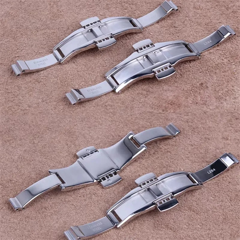 For Tissot T1853 watch strap butterfly clasp deployment clasp stainless steel watch strap silver metal button buckle accessories